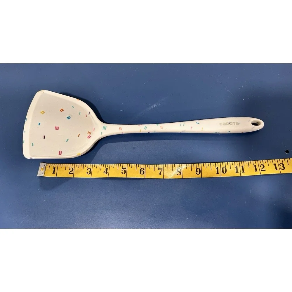 CAROTE White Spatula Sprinkles Pattern Plastic Handle Multicolor Kitchen Utensil